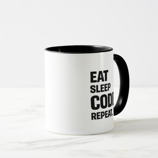 Mug Manger Dormir Code Répéter – Humour de Programmeur (Devant droit)