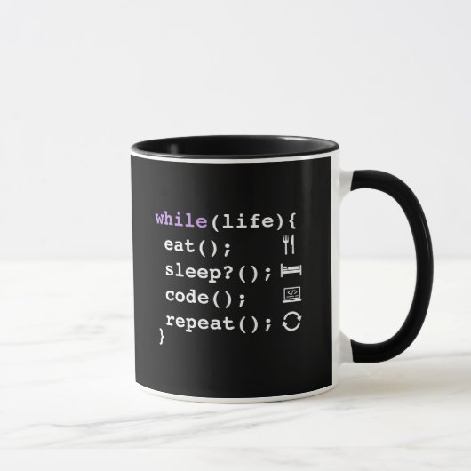 Mug Manger Dormir Coder Répéter | Programmeur Minimali (Droite)