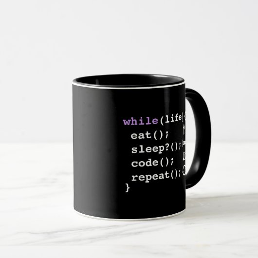 Mug Manger Dormir Coder Répéter | Programmeur Minimali (Devant droit)