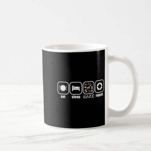 Mug Manger, Dormir, Cuire, Répéter - Boulanger drôle, (Droite)
