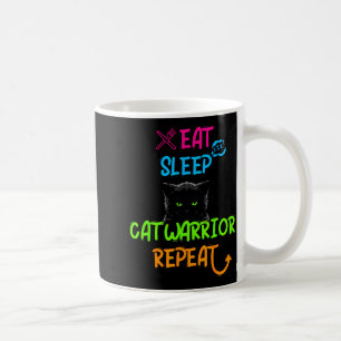 Mug Manger dormir guerrier chat répéter conception drô