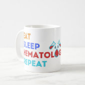 Mug MANGER DORMIR HÉMATOLOGIE RÉPÉTER - #lablife (Devant gauche)