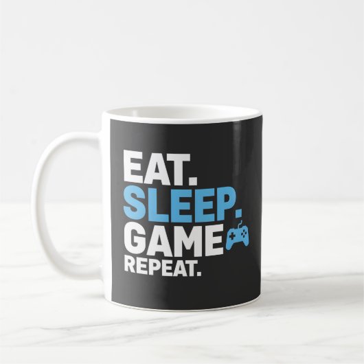 Mug Manger Dormir Jouer Répéter Citation Drôle de Joue (Gauche)