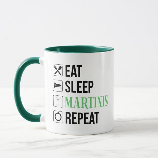 Mug Manger. Dormir. Martinis. Répéter. (Gauche)