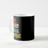 Mug Manger Dormir Ninja Répéter Drôle Ninja Martial (Devant gauche)