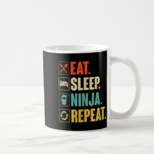 Mug Manger Dormir Ninja Répéter Drôle Ninja Martial
