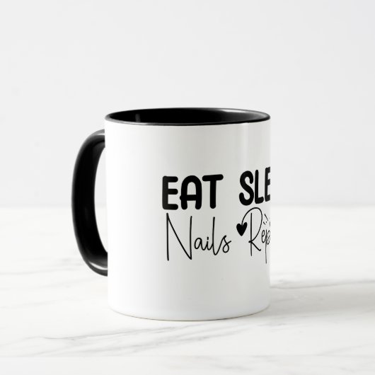 Mug Manger Dormir Ongles Répéter, Technicien en ongler (Devant gauche)
