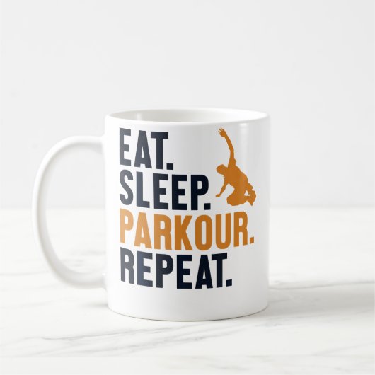 Mug Manger Dormir Parkour Répéter Entraînement Mur Cou (Gauche)