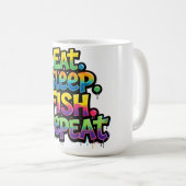 Mug Manger Dormir Pêche Répéter Arc-en-ciel Graffiti (Devant droit)