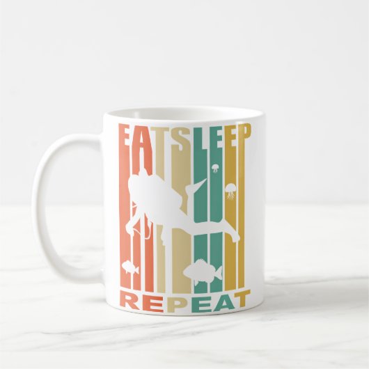 Mug Manger Dormir Plongée en Scaphandre Répéter Plonge (Gauche)