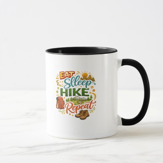 Mug Manger Dormir Randonnée Répéter – Tee-shirt de ran (Droite)