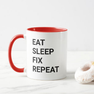 Mug Manger Dormir Réparer Répéter Drôle Bricoleur Méca