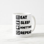 Mug Manger Dormir Répéter Conception Tricot Grand-mère (Devant droit)