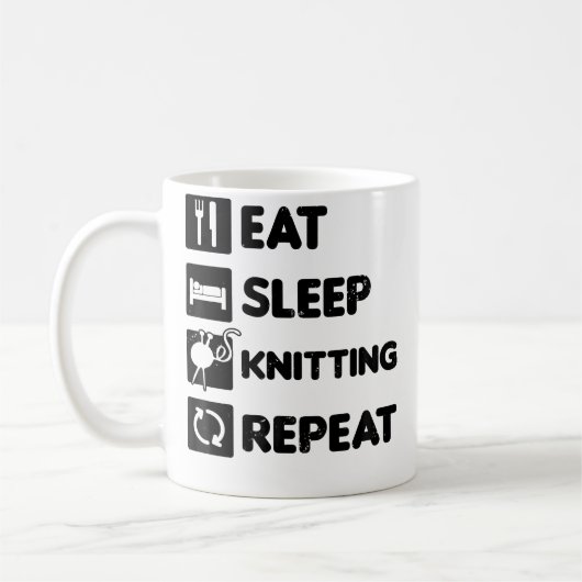 Mug Manger Dormir Répéter Conception Tricot Grand-mère (Gauche)