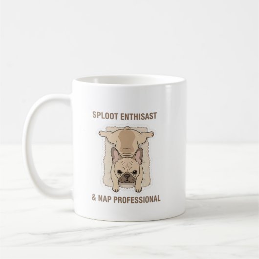Mug Manger Dormir S'étaler Design Drôle de Bouledogue  (Gauche)