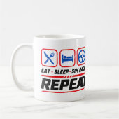 Mug Manger dormir sim course répéter pour les fans de (Gauche)