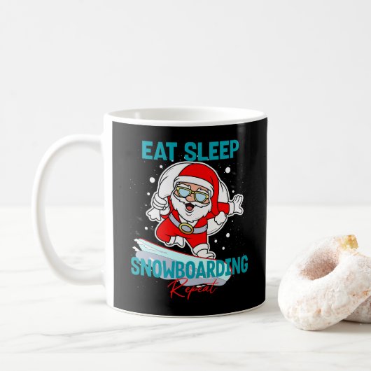 Mug Manger Dormir Snowboard Répéter Fête de Noël Cool (Avec donut)