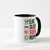 Mug Manger. Dormir. Sushi. Répéter (Devant droit)