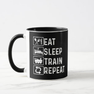 Mug Manger Dormir Train Répéter Train à Vapeur Amoureu