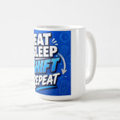 Mug Manger Dormir Travailler Répéter – Travail Acharné (Devant droit)