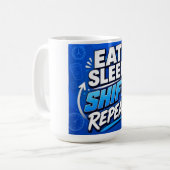 Mug Manger Dormir Travailler Répéter – Travail Acharné (Devant gauche)
