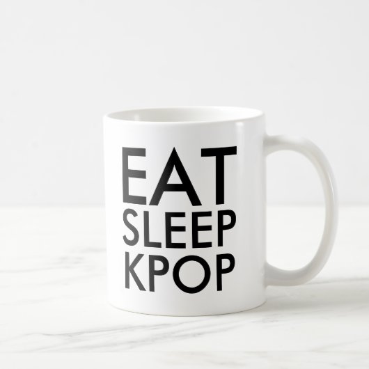 Mug Manger Sleep Kpop | Music Fan Cadeau noir et blanc (Droite)