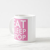 Mug Manger Sleep Kpop | Music Fan Cadeau rose et blanc (Devant gauche)