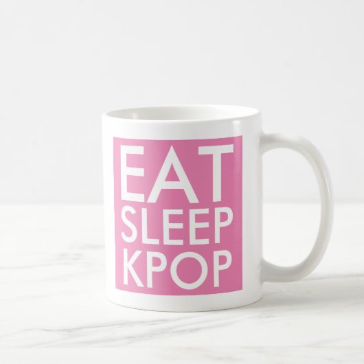 Mug Manger Sleep Kpop | Music Fan Cadeau rose et blanc (Droite)