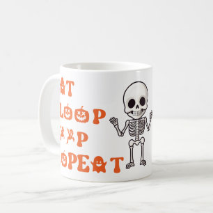 Mug Manger Sleep Poop Répéter mignon Octobre Squelette