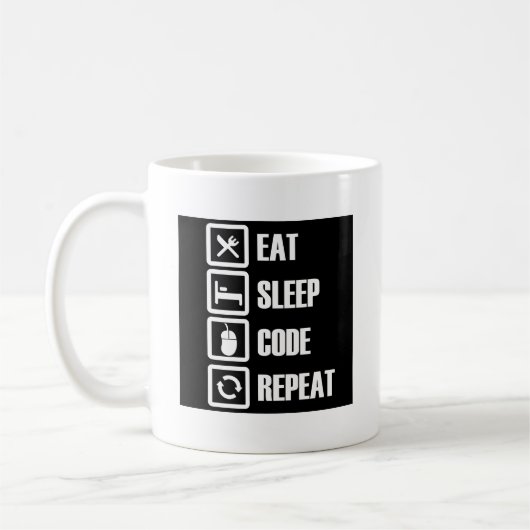 Mug - manger-sommeil-code-répétition (Gauche)