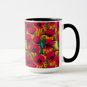 Mug Mangeurs d'abeilles et pavots sur orange