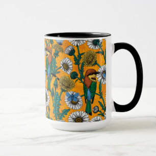 Mug Mangeurs d'abeilles, papillons bleus et marguerite
