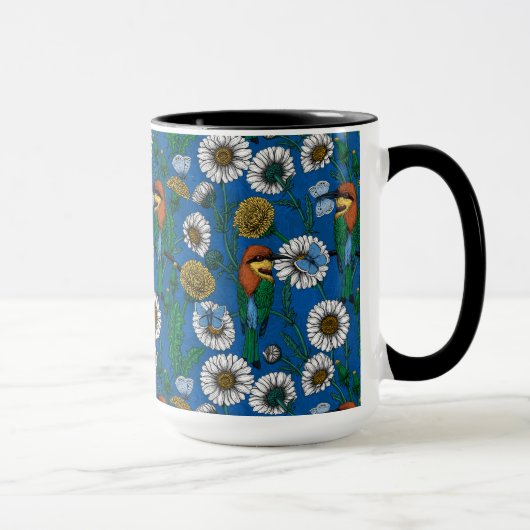 Mug Mangeurs d'abeilles sur bleu (Droite)