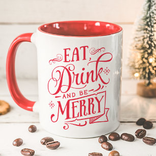 Mug Mangez Boire Et Soyez Joyeux Rouge Typographie Vac