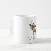 Mug Mangez Boire Soyez Joyeux Cerf De Noël En Chapeau  (Devant gauche)