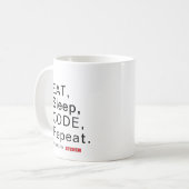 Mug Mangez, Dormez, Code, Répétez. Alimenté par [Nom p (Devant gauche)