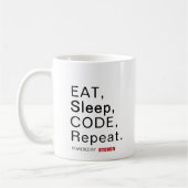 Mug Mangez, Dormez, Code, Répétez. Alimenté par [Nom p (Gauche)