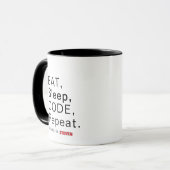 Mug Mangez, Dormez, Code, Répétez. Alimenté par [Nom p (Devant gauche)