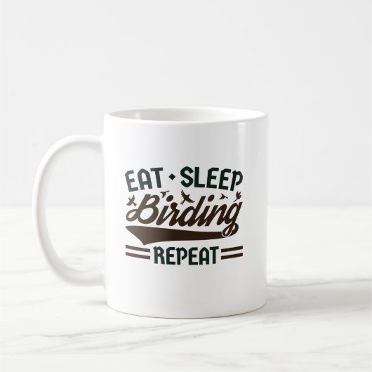 Mug Mangez Dormir Oiseaux Répéter Drôle Oiseau Observa (Gauche)