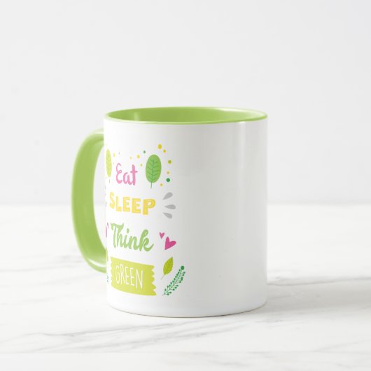 Mug Mangez le sommeil Pensez vert (Devant gauche)