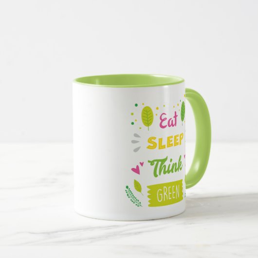 Mug Mangez le sommeil Pensez vert (Devant droit)