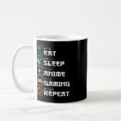 Mug Mangez Sleep Anime Jeu Répétez Fun Otaku Gamer (Gauche)