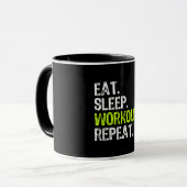 Mug Mangez Sleep Exercice Répétez Funny Travaillez deh (Devant gauche)