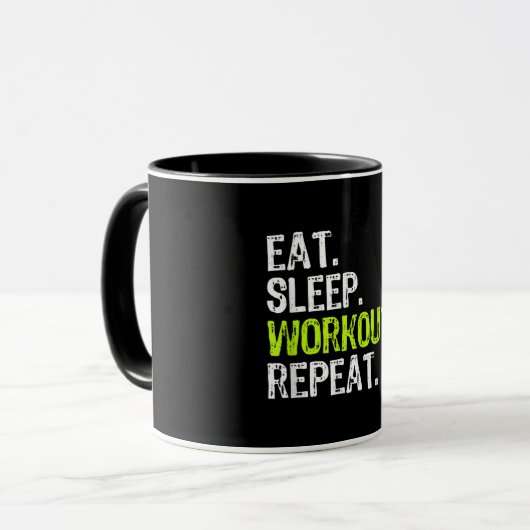 Mug Mangez Sleep Exercice Répétez Funny Travaillez deh (Devant gauche)