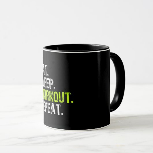 Mug Mangez Sleep Exercice Répétez Funny Travaillez deh (Devant droit)
