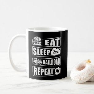 Mug Mangez Sleep Railroad Répétez Train à vapeur Café 