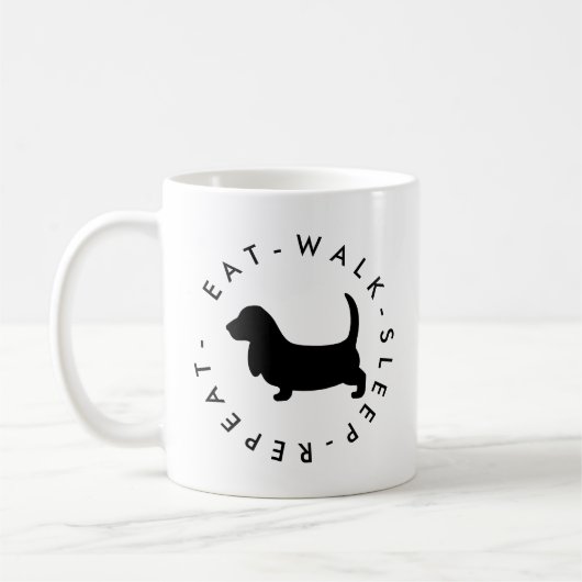 Mug Mangez tricot à pied répéter saucisse cadeau chien (Gauche)