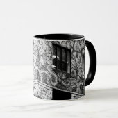 Mug Manhattan Art Déco, feuillage feutré de frise (Devant droit)