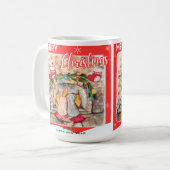 Mug Manoir de Noël confortable avec chien et chat (Devant gauche)