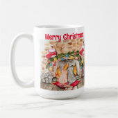 Mug Manoir de Noël confortable avec chien et chat (Gauche)